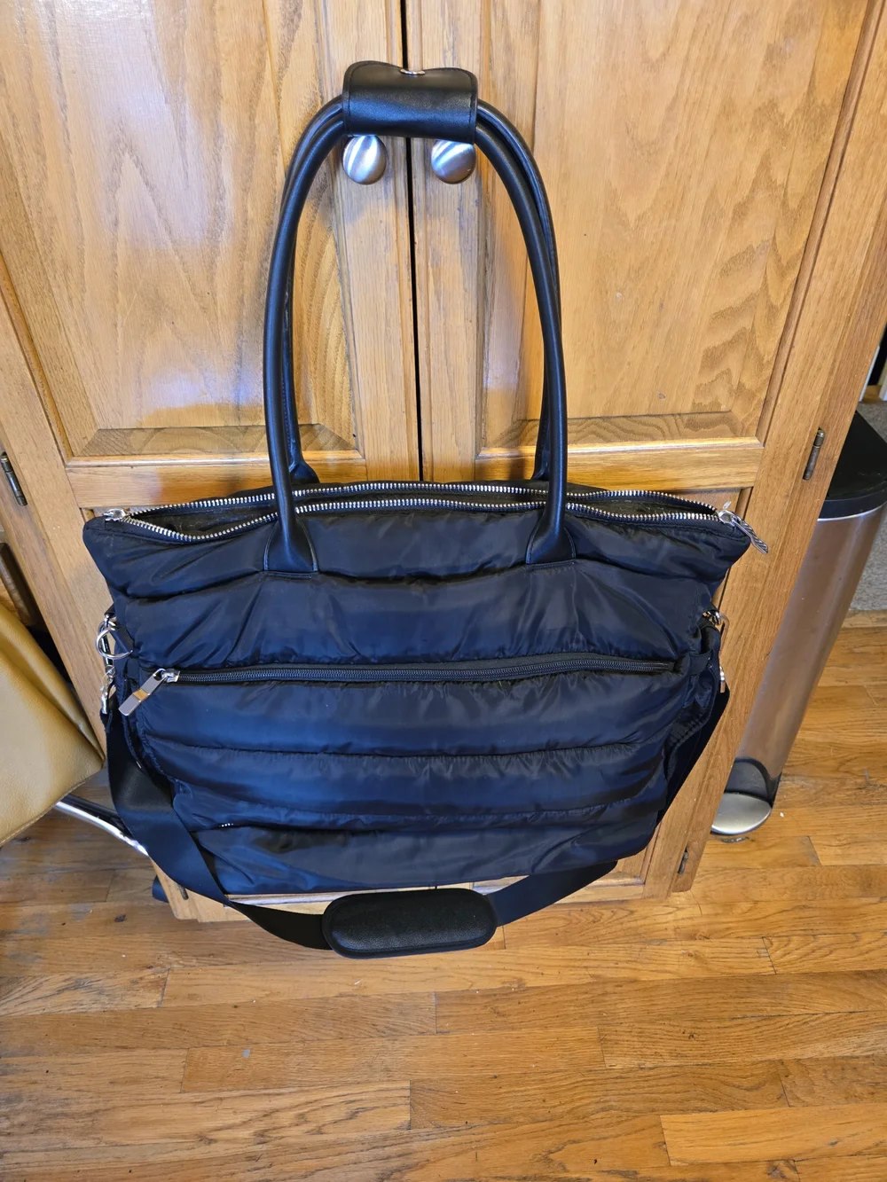 Black Quilted Tote Bag - Unbranded